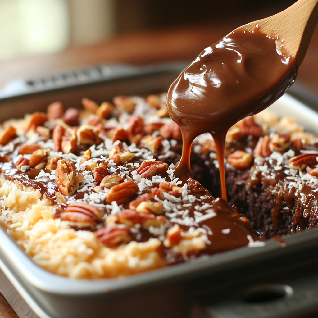 German Chocolate Poke Cake