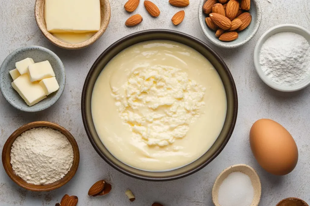 Making frangipane for almond croissants