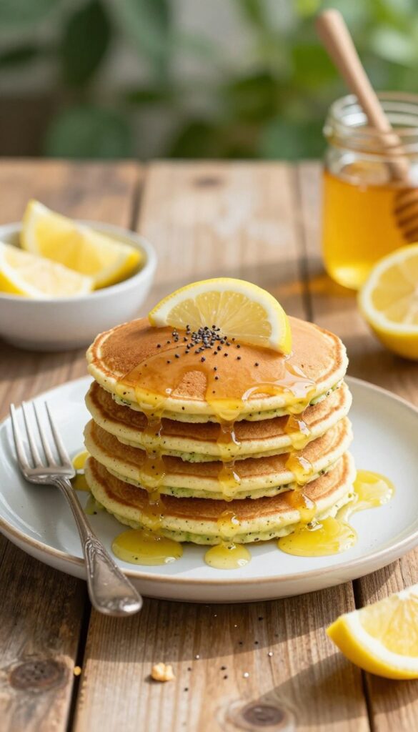 Lemon Poppy Seed Zucchini Oatmeal Pancakes