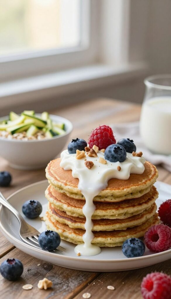 protein-packed-zucchini-oatmeal-pancakes