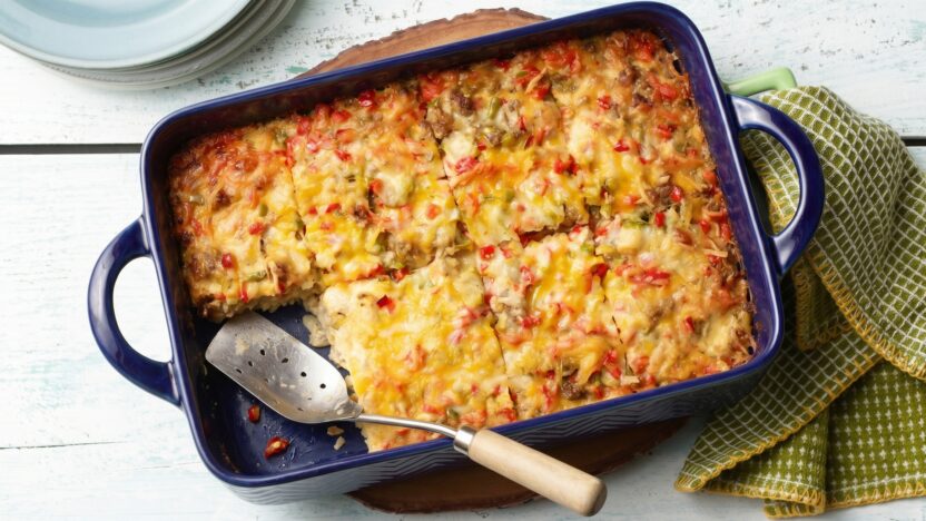 breakfast casserole with tater tots feature image
