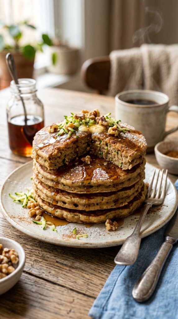 Classic Spiced Zucchini Bread Oatmeal Pancakes