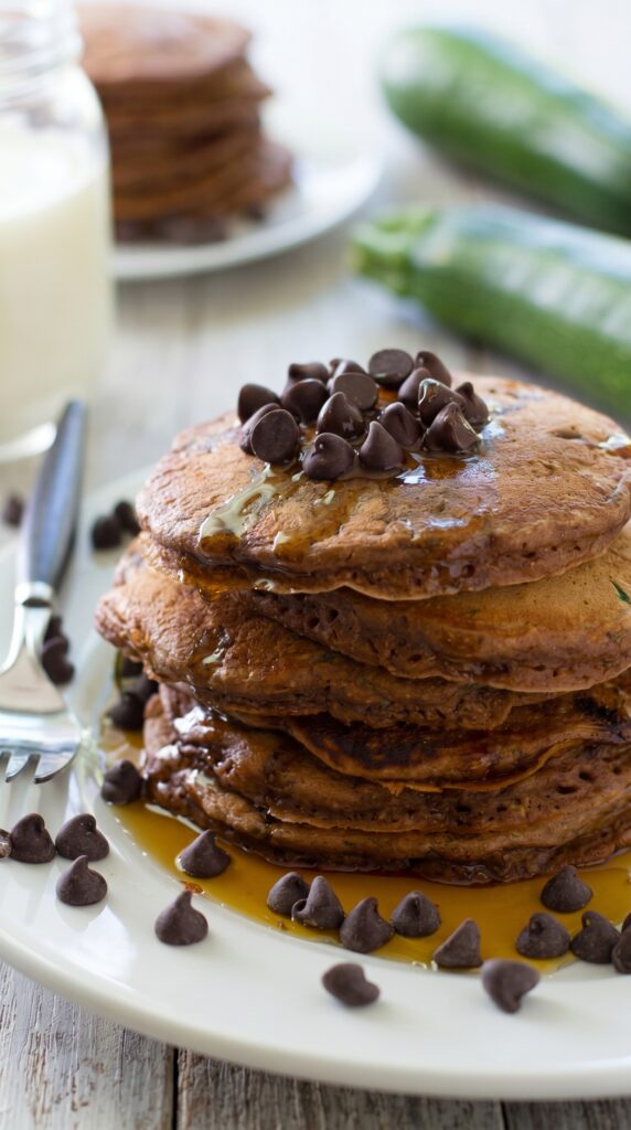 Chocolate Chip Zucchini Oatmeal Pancakes