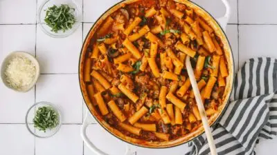 One-Pot Ground Turkey Pasta Feature Image