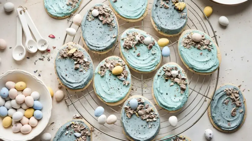 speckled egg easter shortbread cookies feature image