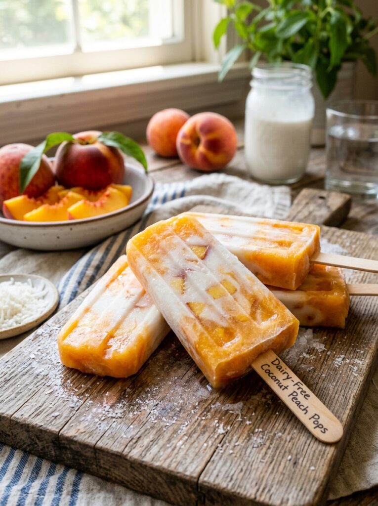 Dairy-Free Coconut Peach Pops