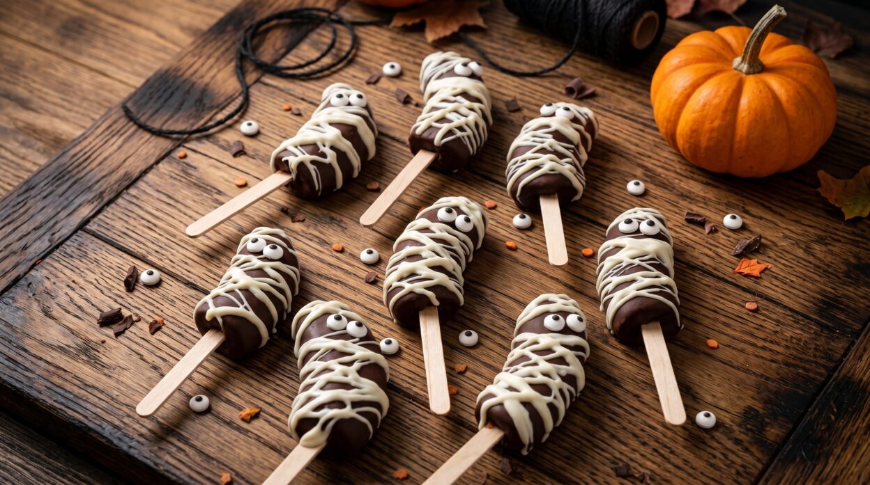 halloween banana mummy pops