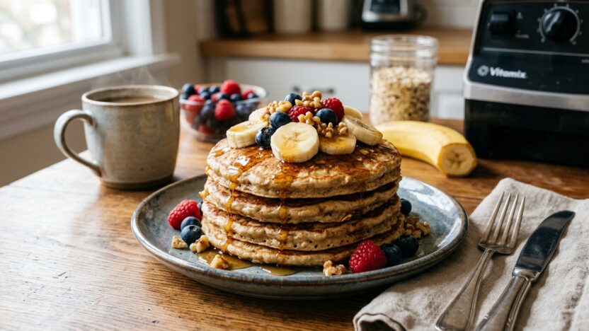 Banana Oat Blender Pancakes