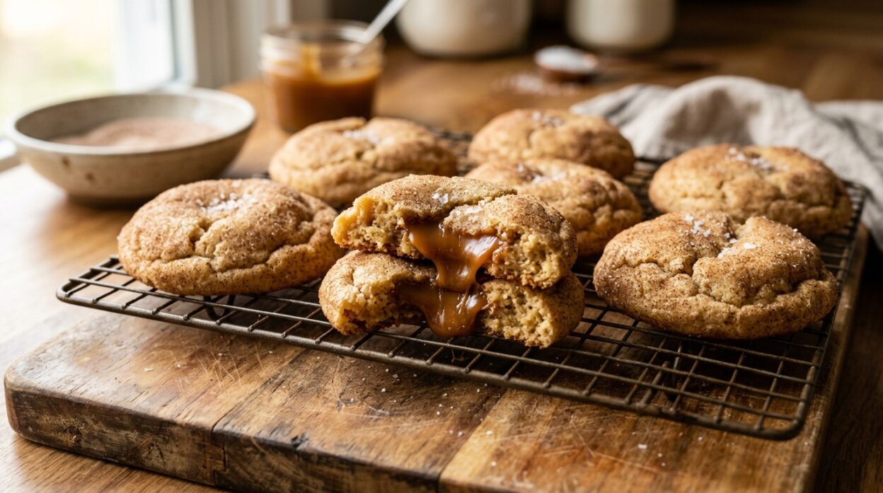 Caramel Stuffed Snickerdoodle Cookies