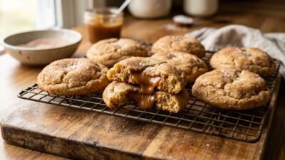 Caramel Stuffed Snickerdoodle Cookies