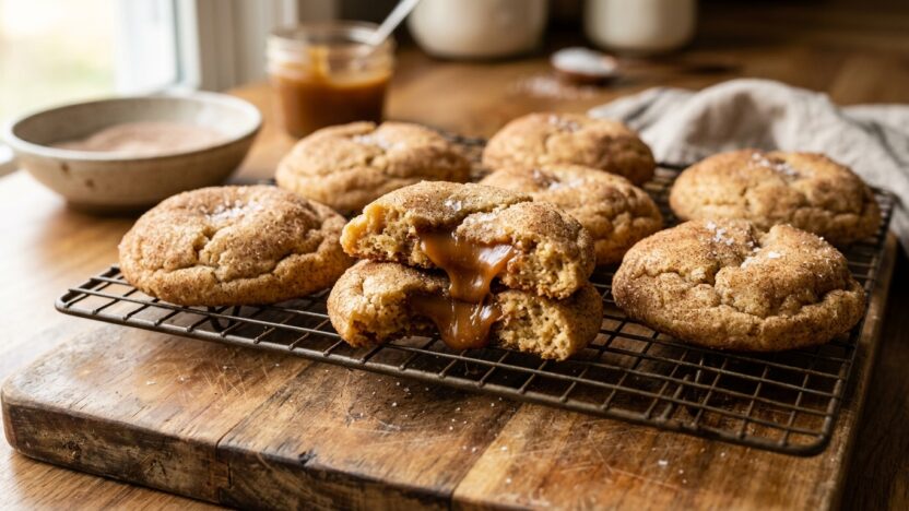 Caramel Stuffed Snickerdoodle Cookies