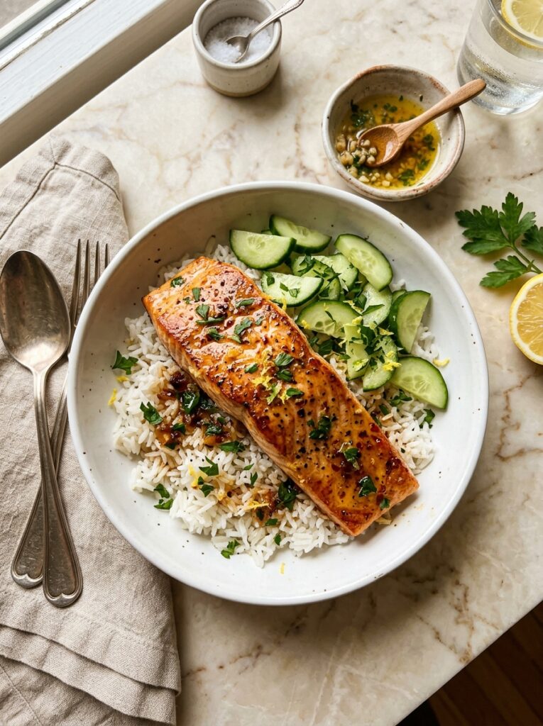 Garlic Butter Salmon Bowl