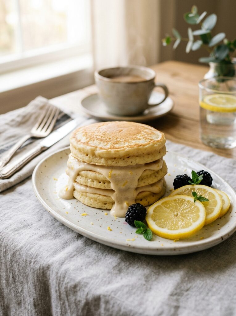 Lemon Cashew Cream Pancakes