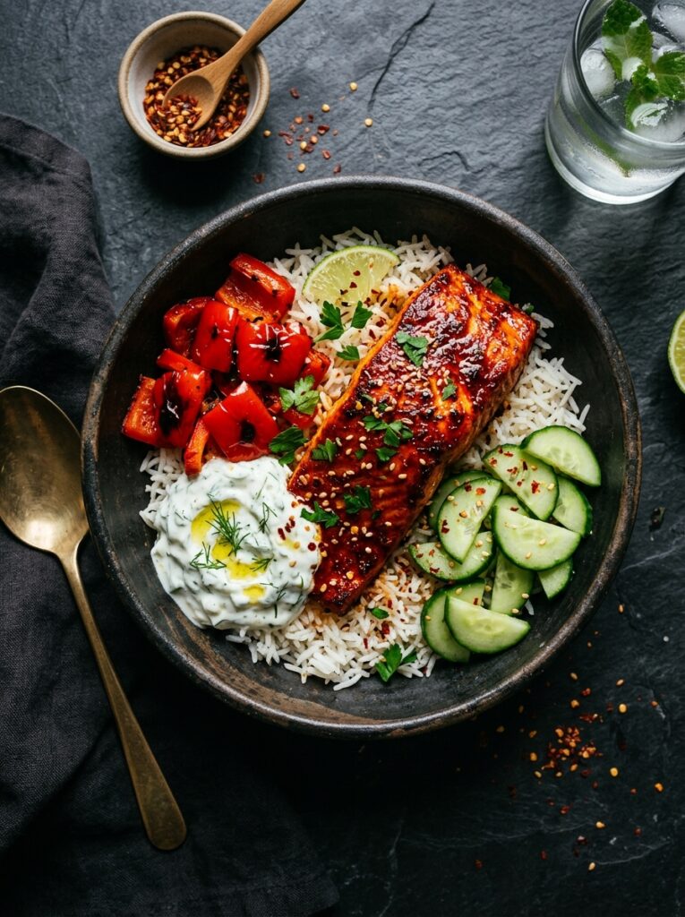 Spicy Harissa Salmon Bowl