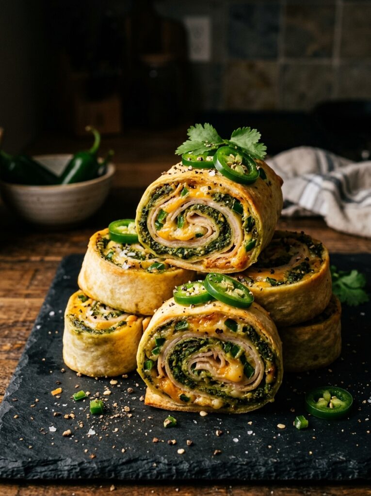Spicy Turkey Pesto Pinwheels With Jalapeño