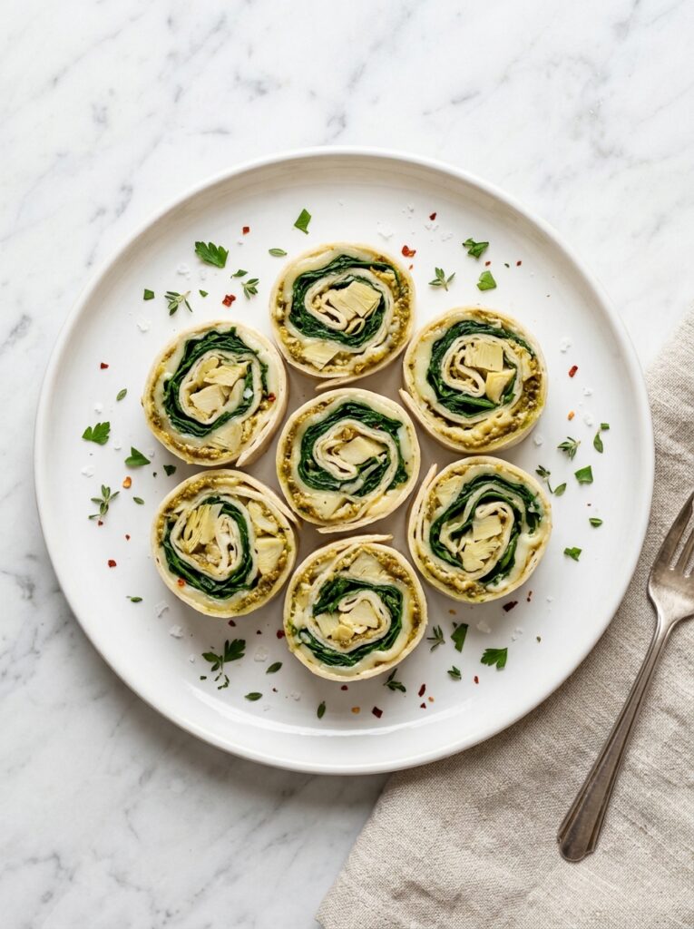 Turkey Pesto Pinwheels With Artichoke and Spinach