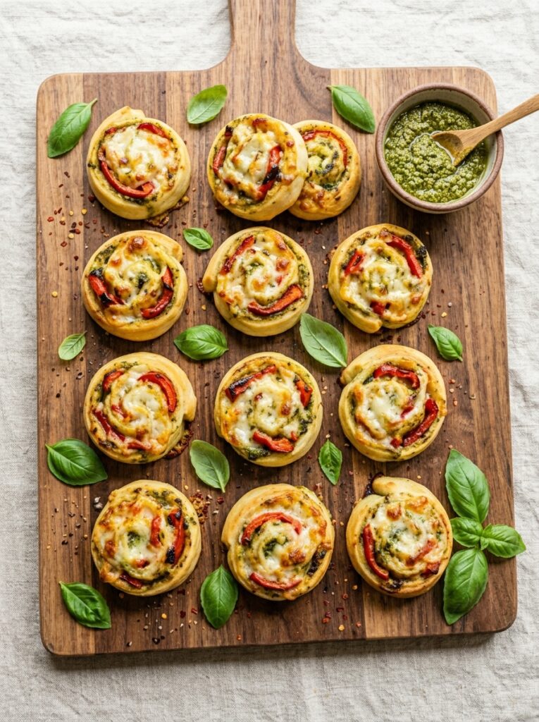 Turkey Pesto Pinwheels With Roasted Red Pepper