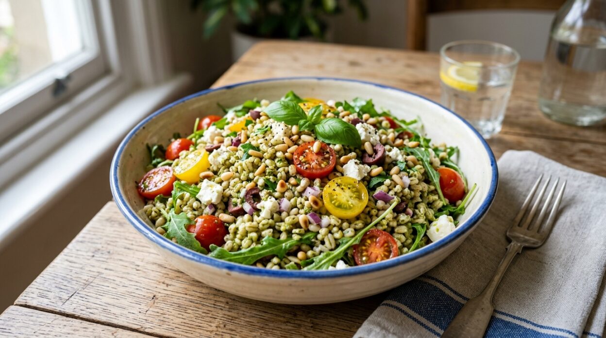 pesto orzo salad