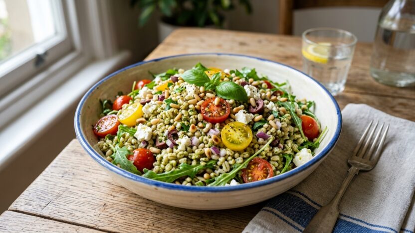 pesto orzo salad